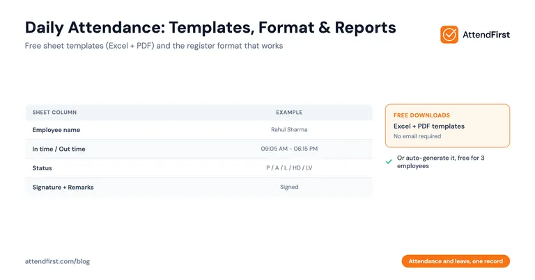 Daily Attendance: Free Sheet Templates, Format & Reports